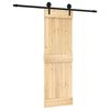 vidaXL Schiebet&uuml;r Nat&uuml;rlich und Schwarz 70 x 210 cm Massivkiefer