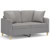 vidaXL 2-Sitzer-Sofa mit Kissen Hellgrau 120 cm Stoff