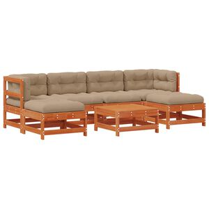 vidaXL Garten-Lounge-Set 7 pcs Wachsbraun Massives Kiefernholz