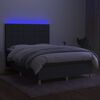 vidaXL Boxspringbett mit Matratze & LED Dunkelgrau 140x200 cm Stoff