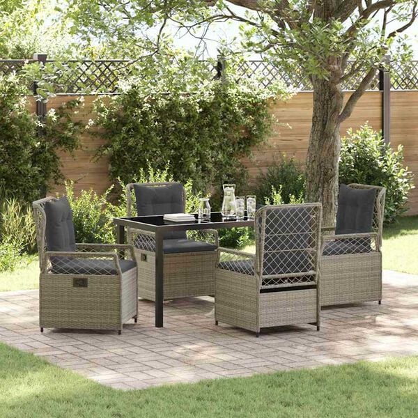 vidaXL Garten Essgruppe 5 pcs Hellgrau Poly-Rattan