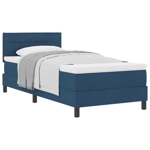 vidaXL Boxspringbett mit Matratze mit Kopfteil Blau 80 x 200 cm Stoff