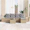vidaXL Garten-Sofa-Set mit Kissen 5 pcs Beige und Hellgrau Poly-Rattan