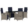 vidaXL Garten Essgruppe 5 stk. Grau Poly-Rattan