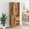 vidaXL Highboard mit Schubladen 2 pcs Altholz Engineered Wood und Glas