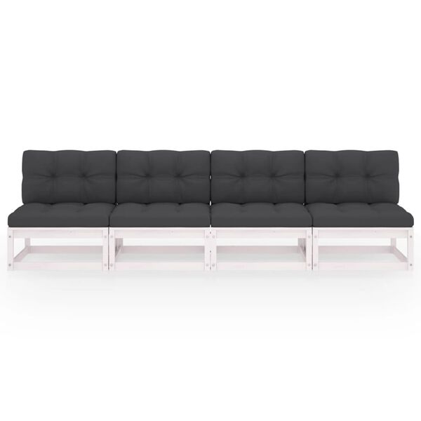 vidaXL 4-Sitzer-Gartensofa mit Kissen Kiefer Massivholz