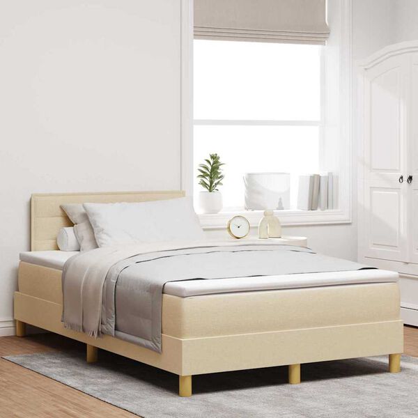 vidaXL Boxspringbett mit Matratze Creme 120 x 190 cm Stoff