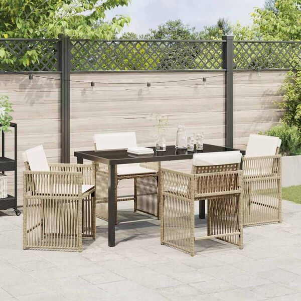 vidaXL Garten Essgruppe 5 pcs Beige Poly-Rattan