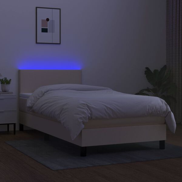 vidaXL Boxspringbett mit Matratze & LED Creme 80x200 cm Stoff