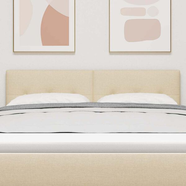 vidaXL LED Kopfteil mit LED-Lichtleisten Creme 144 cm Polyester