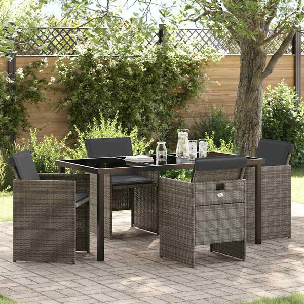 vidaXL Garten Essgruppe 5 pcs Grau Poly-Rattan