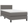 vidaXL Boxspringbett mit Matratze & LED Grau 100x200 cm Kunstleder
