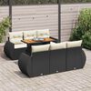 vidaXL 7-tlg. Garten-Sofagarnitur mit Kissen Schwarz Poly Rattan
