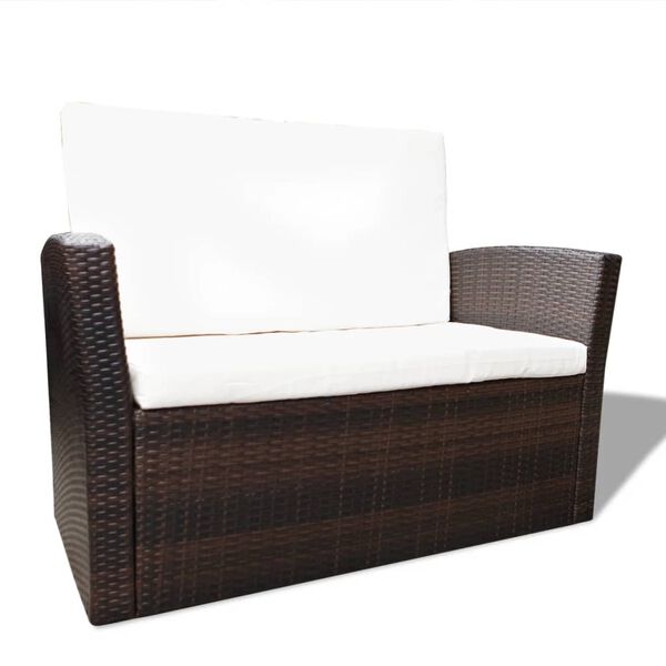 vidaXL 4-tlg. Garten-Lounge-Set mit Kissen Poly Rattan Braun