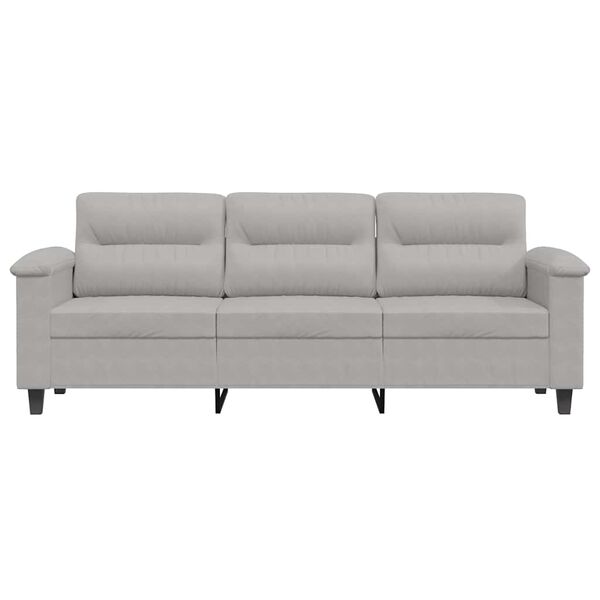 vidaXL 3-Sitzer-Sofa Hellgrau 180 cm Mikrofasergewebe