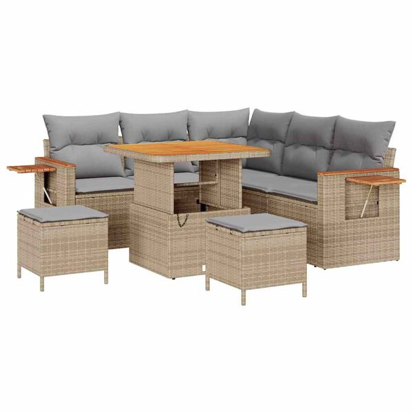 vidaXL Garten-Sofa-Set mit Kissen 8 pcs Beige und Hellgrau