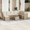 vidaXL 9-tlg. Garten-Sofagarnitur mit Kissen Beige Poly Rattan