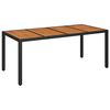 vidaXL Gartentisch mit Holzplatte Schwarz 190x90x75 cm Poly Rattan