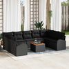 vidaXL Gartensofa-set mit Kissen 10 pcs Schwarz Poly-Rattan