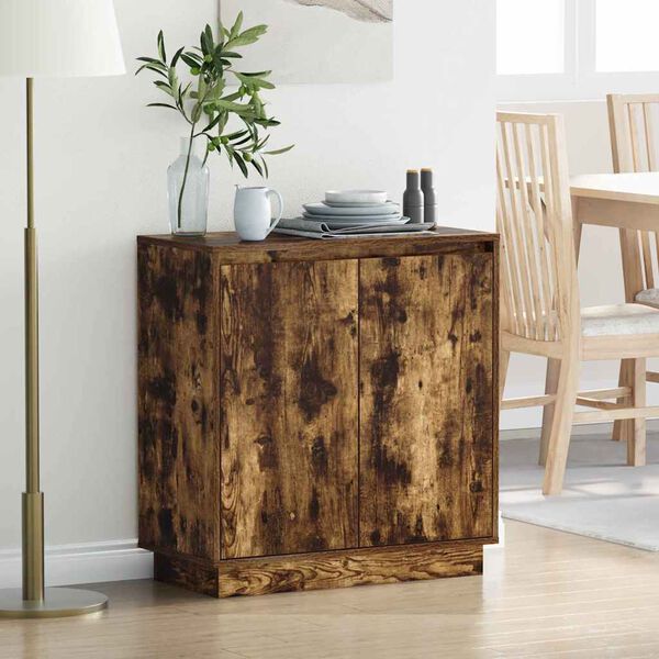 vidaXL LED-Sideboard Ger&auml;ucherte Eiche 71 x 34,5 x 75 cm Holzwerkstoff