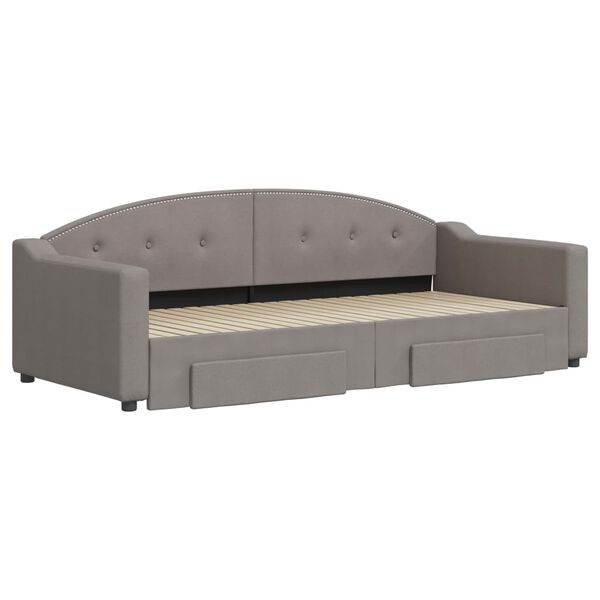 vidaXL Tagesbett Ausziehbar mit Schubladen Taupe 90x200 cm Stoff