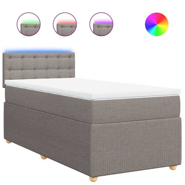 vidaXL Boxspringbett mit Matratze Taupe 90x190 cm Stoff