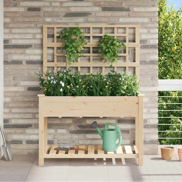 vidaXL Garten-Pflanzgef&auml;&szlig; mit Regal Beige 115 x 60,5 x 153 cm