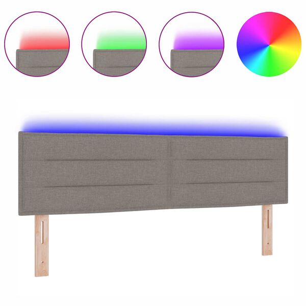 vidaXL LED Kopfteil mit LED-Lichtleisten Taupe 144 cm Polyester