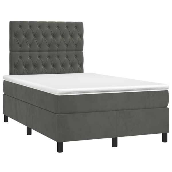 vidaXL Boxspringbett mit Matratze Dunkelgrau 120x190 cm Samt