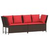 vidaXL Gartensofa mit Kissen Braun Poly Rattan