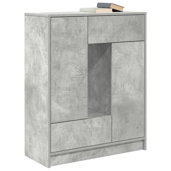 vidaXL Sideboard mit Schubladen und T&uuml;ren Betongrau 73x31x90 cm