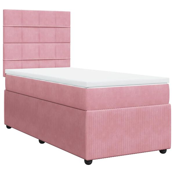vidaXL Boxspringbett mit Matratze Rosa 90x200 cm Samt