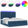 vidaXL Ottoman-Bett mit Matratzen & LEDs Blau 160x200 cm Stoff