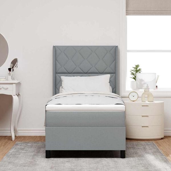 vidaXL Boxspringbett mit Matratze Hellgrau 200 x 100 cm Stoff