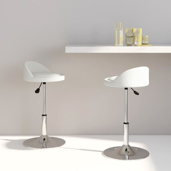 vidaXL Esszimmerst&uuml;hle 2 Stk. Drehbar Wei&szlig; Kunstleder