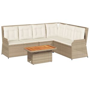 vidaXL 5-tlg. Garten-Lounge-Set mit Kissen Beige Poly Rattan