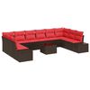 vidaXL Gartensofa-set 10 stk. 9-Sitzanzahl Braun und Rot Polyrattan