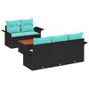 vidaXL Gartensofa-set 6 pcs Schwarz und T&uuml;rkis Poly-Rattan