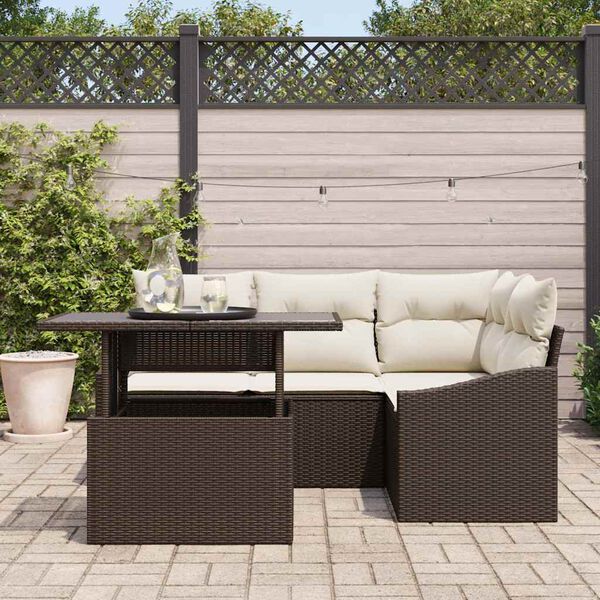 vidaXL Garten-Sofa-Set 5 pcs Braun und Creme 100 x 55 x 73 cm