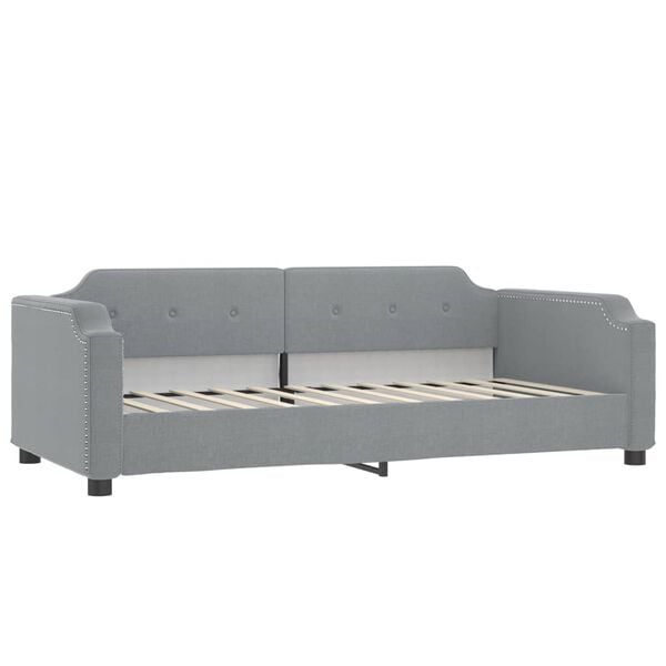 vidaXL Tagesbett Ausziehbar mit Matratze Hellgrau 90x190 cm Stoff