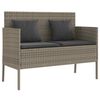 vidaXL Gartenbank mit Kissen Grau Poly Rattan