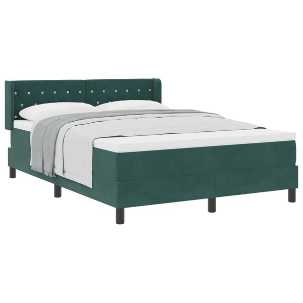 vidaXL Boxspringbett mit Matratze Dunkelgr&uuml;n 200 x 140 cm Samt