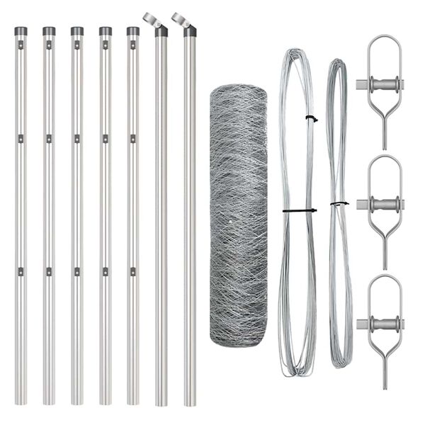 vidaXL Zaunpfosten Silber 10 x 0,5 m (36 mm Mesh) Stahl