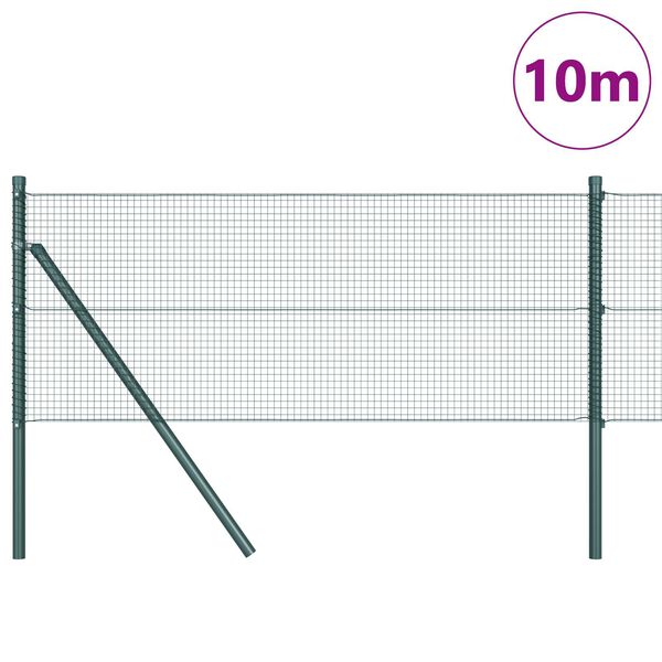 vidaXL Zaunpfosten Gr&uuml;n 10 x 0,8 m (16 x 16 mm Draht) Stahl und PVC