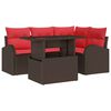 vidaXL Gartensofa-set mit Speicher 5 pcs Braun und Rot Poly-Rattan