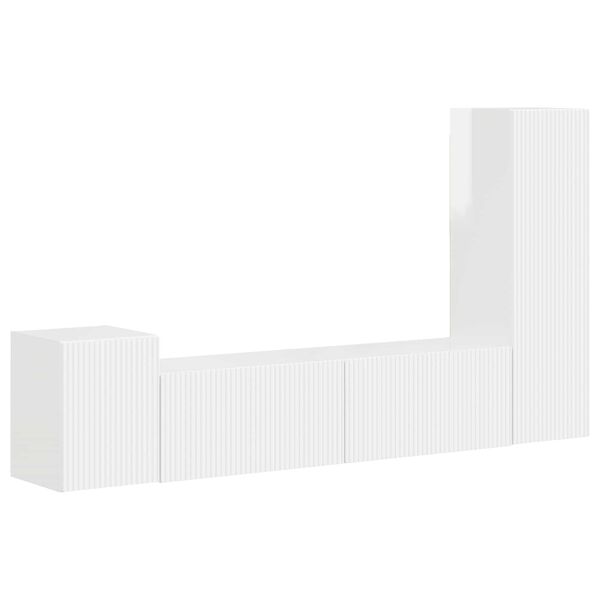 vidaXL TV-Schrankset Wandmontiert 4 pcs Hochglanz Wei&szlig; Holzwerkstoff