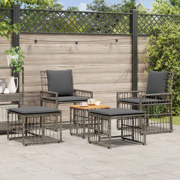 vidaXL Gartenm&ouml;bel Set 5 pcs Schwarz und Dunkelgrau