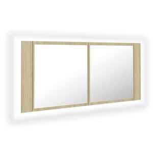 vidaXL LED-Bad-Spiegelschrank Sonoma-Eiche 100x12x45 cm Acryl