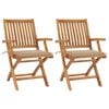 vidaXL Gartenst&uuml;hle 2 Stk. mit Beige Kissen Teak Massivholz