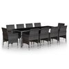 vidaXL 11-tlg. Garten-Essgruppe Poly Rattan Grau